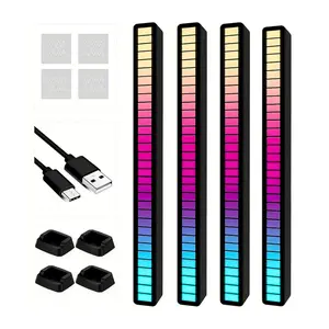 RGB LED Pickup Lights, RGB Colorful Sound Rhythm Light Bar, Voice-Controlled Sync Rhythm Light, Colorful Music Atmosphere Light for Desktop Gaming Esports Party, Night Light