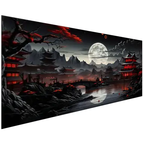 Acrylic Fantasy Landscape Diamond Art Kit for Adults - Full Round Mosaic, Japanese Temple DIY Handicrafts, 32x16 in Home Decor, Create Stunning Home Decor