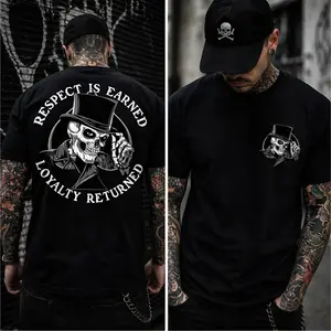 RESPECT IS EARNED LOYALTY RETURNED Skull Tee | Biker Motorcycle Graphic T-Shirt | 100% Cotton Casual Streetwear