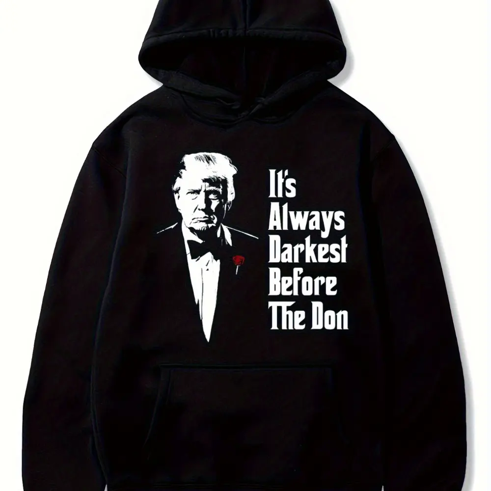 Payeah Trump printed letter hoodie for US presidential campaign, Men's Fall Winter Casual Hooded Sweatshirt with Drawstring with Pockets, Perfect for Daily Wear, Birthday Gift Idea, Casual Outings
