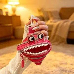 New trendy and unique monster zipper creative coin key lipstick earphone charm mini cute and compact pendant