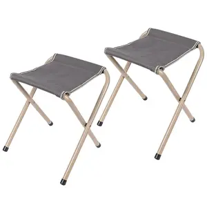 2 Pack Folding Camp Stools for Adults, 15 Inch Tall Portable Heavy Duty Stools, Sturdy for Fishing, Hiking and Backpacking, 300lbs Weight Capacity, Gray
