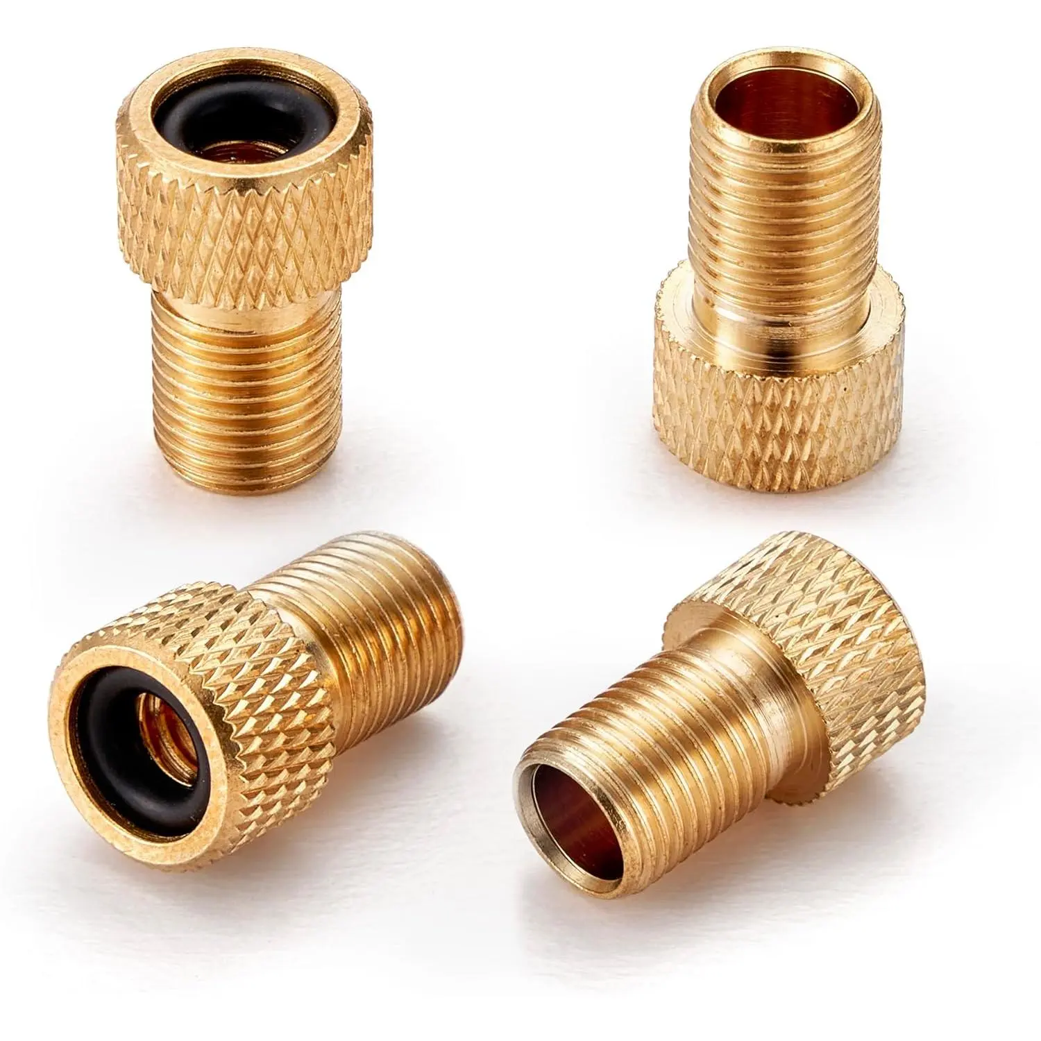 Brass Presta Valve Adapter, Convert Presta to Schrader Valve Adaptor for Bikes, Inflate Tire by Standard Pump or Air Compressor (4 Pack)
