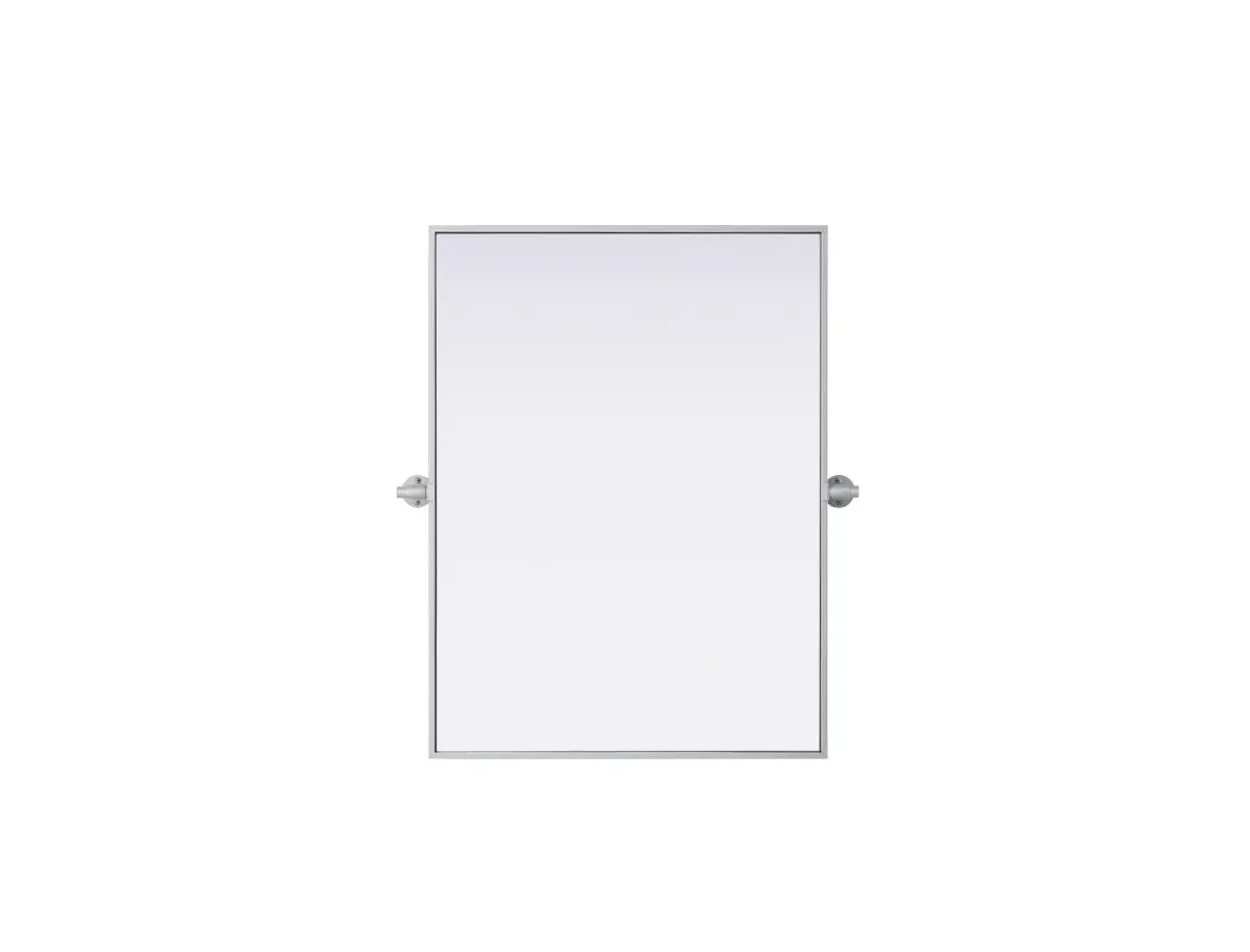 Amoura MR6H2432SIL 24x32 in. Modern Silver Iron 360-Degree Pivot Stand, Adjustable Rectangle Bathroom Mirror, Decorative Hanging Fixture for Home Improvement Bath & Kitchen Decor, Adjustable Mirror
