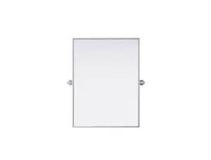 360 Stand Amoura MR6H2432SIL 24x32 in. Modern Metal Pivot Bathroom Mirror, Silver Iron Decorative Hanging Fixture for Kitchen & Bath Room Decor, Rectangle, Adjustable Mirror