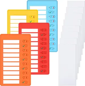 4 count Blank Chore Chart  Chore Chart, Plastic Checklist Board with 8 Detachable Cardstock  for Home Routine Planning (Red, Orange, Blue, Yellow)