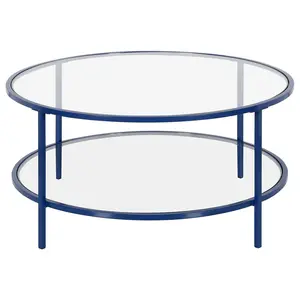Hudson & Canal Sivil 36" Round Coffee Table witGlass Shelf