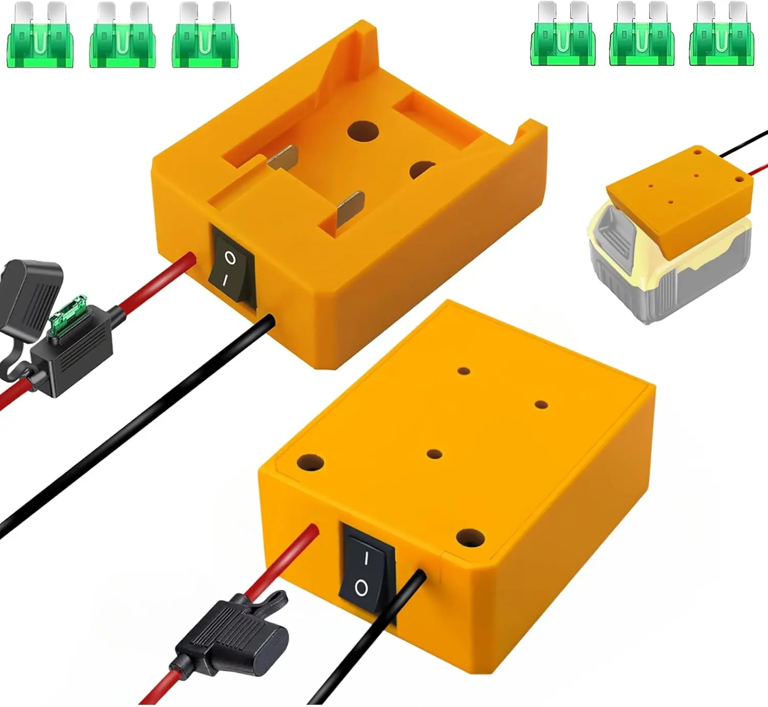Power Wheel Adapter for Dewalt 20v Battery Adapter Power Wheels Battery Converter Kit with Fuses Wire Terminals 12AWG Wire Power Connector for DIY Rc Car Toys Robotics and Rc Truck