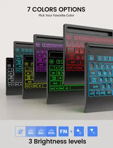 SABLUTE KC782 Large Print Backlit Keyboard, USB Wired Computer Keyboard with Backlight Memory Function, Wrist Palm, 7-Color Lighted Office Home Keyboards,Light Up Keyboard for Windows Desktop, Laptop, PC