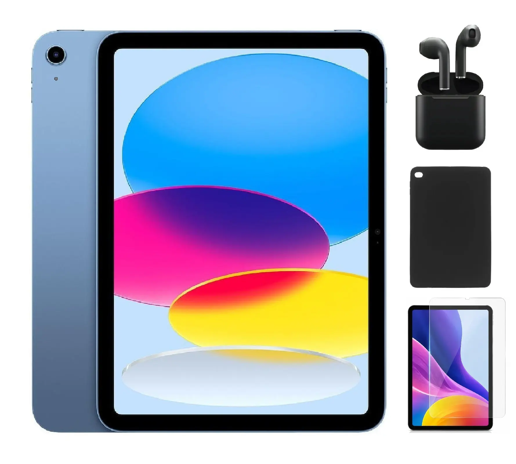 Refurbished Apple iPad 10th Gen (2022) (WiFi + Cellular Unlocked) A2757 Good Condition with Case, Wireless Earbuds,Tempered Glass Screen Protector & 1 Year Warranty