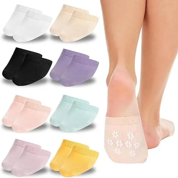 5 Pairs Toe Topper Socks Women Invisible Socks Toe Cover Liner Half Socks Seamless Non-Slip Toe Half Socks