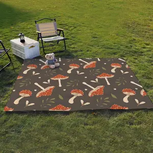 Mushroom Pattern Picnic Mat, Portable Beach Mat, Outdoor Picnic Blanket for Outdoor Camping & Picnicking, Suitable for Beaches, Festivals, Picnics and Travel, Camping Supplies, Camping Gear