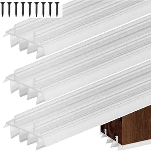 3 count  Door Bottom with Vinyl Fins 36" Long 1 3/4" Wide Threshold Seal Bottom of Door Weatherstrip Kerf Weather Stripping for 7/8" Between Barbs (White)