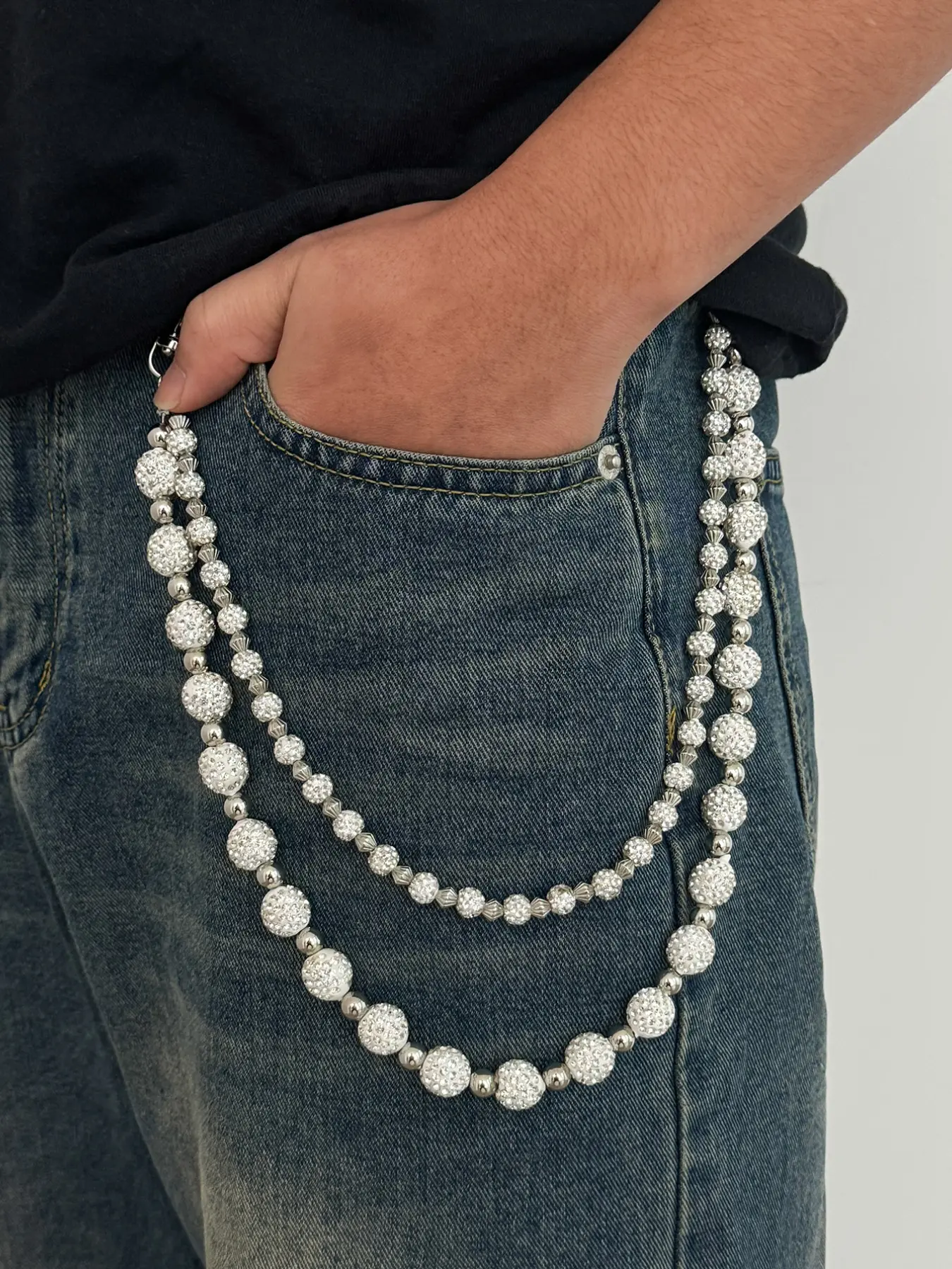 Stylish Multi-Layer Rhinestone Chain Waist Chain for Men, Unique Body Chain Accessory, Ideal for Pant Decoration, Chains for Pants, Waist Beads, Body Jewelry, Body Jewellery