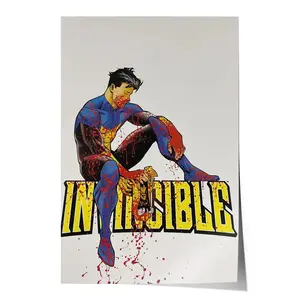 Frameless Art Poster: "Invincible Battle-Worn" – A Essential for Comic Book Aficionados.Ideal for Decking Out Gaming Rooms, Lounges, and as a Stunning Piece in Collectors' Display Decor Wall