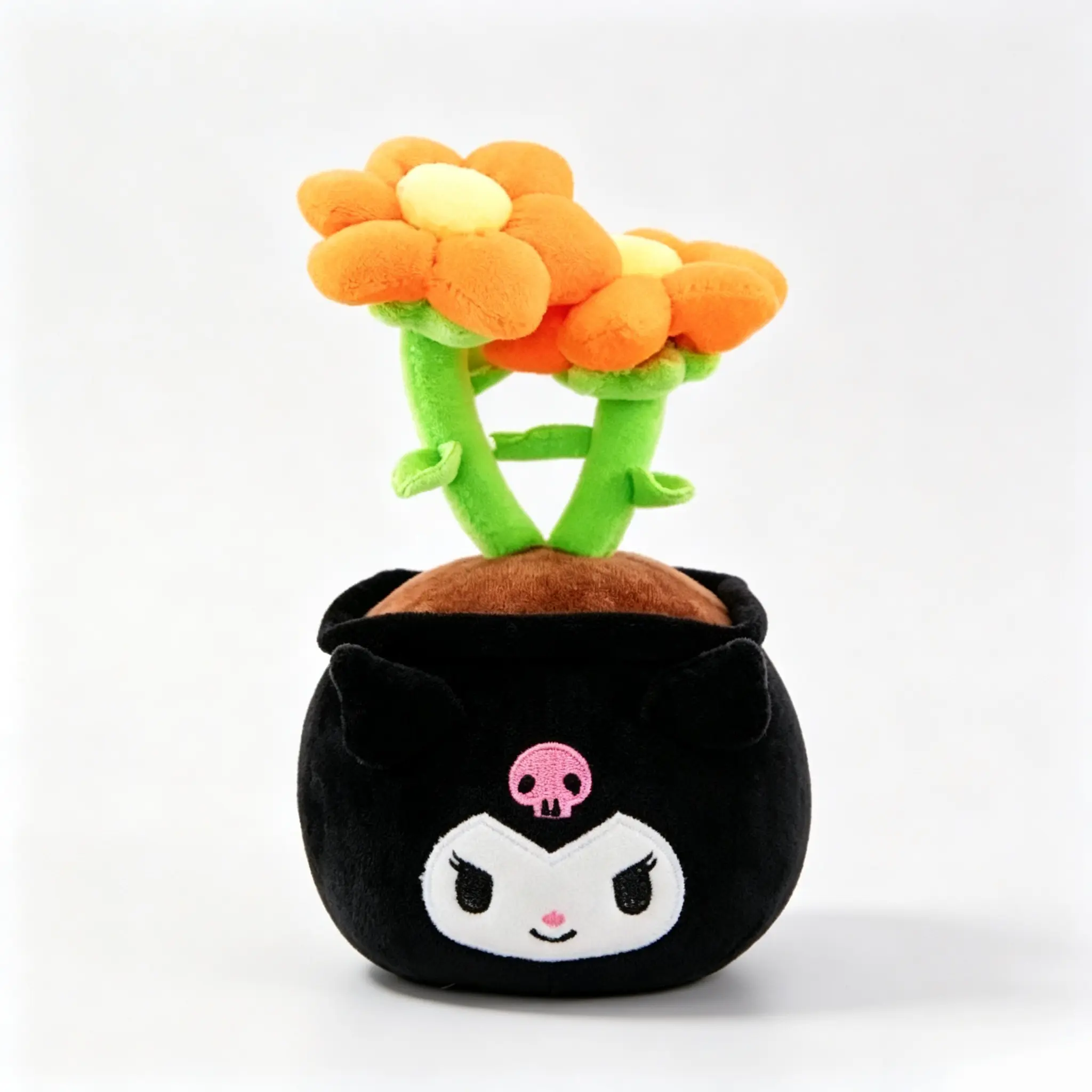 Sanrio Kuromi Flower Bouquet Plush 9.1 Inch Cuddly Doll With Pastel Floral Outfit For Bed Shelf Decor And Gifting