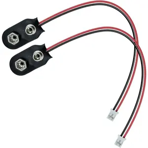 4Pcs 9V Snap to 2-Pin PH2.0 Connector Cable, 9V Battery Clip Connector, I-Type 9 Volt Clip, Hard Buckle Plastic Housing with 5.9 inches Lead Wire