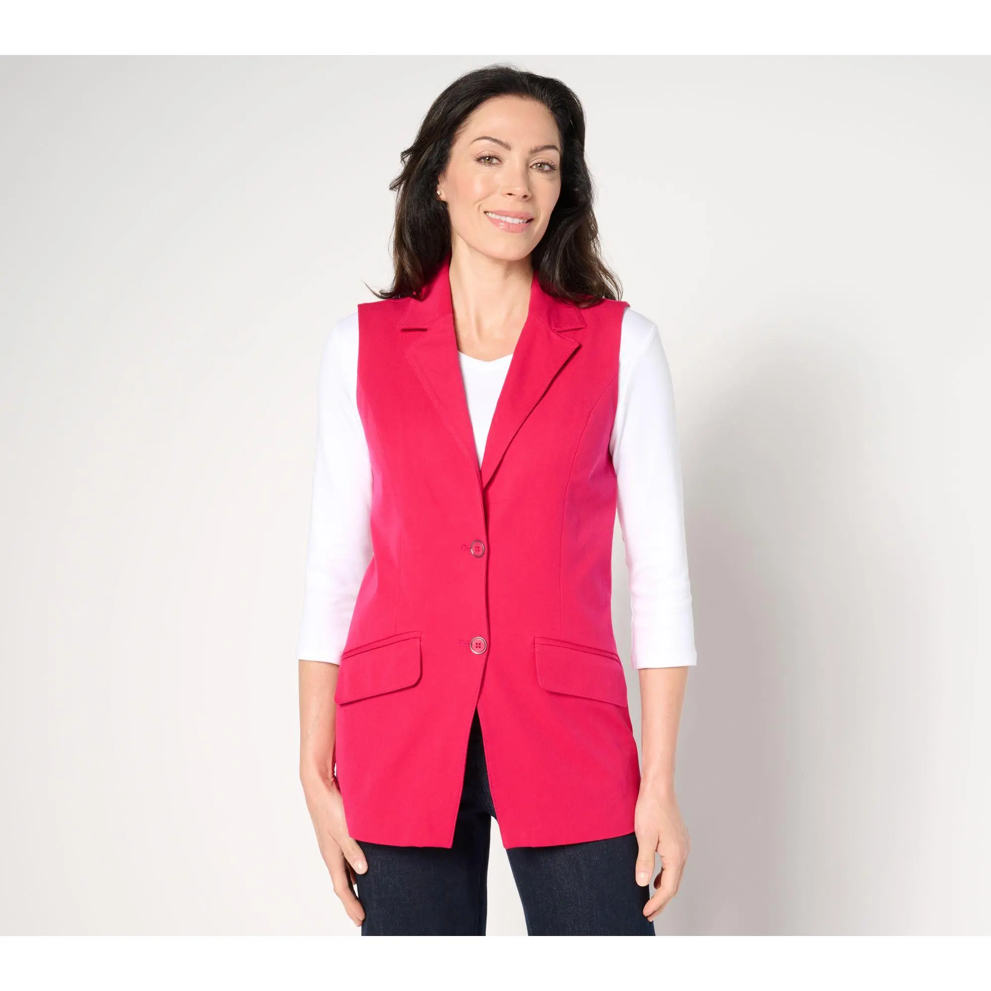 Isaac Mizrahi Live! Regular 24/7 Stretch Blazer Vest w/ Pockets