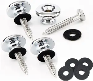 Guitar Strap Locks Ukulele Straplock Bass Strap Buttons Metal Strap Retainer System with Strap Blocks (Chrome  4 count)