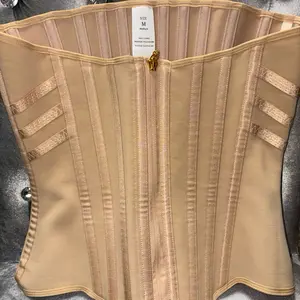 Cinturilla 23 Varillas - Black Corset with 23 Vertical Stripes and Gold Zipper