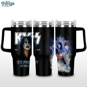 Space Ace Rock Legend Tribute Tumbler 40oz & 20oz, Insulated Stainless Steel Travel Mug with Handle & Lid, Double Wall Vacuum Cup, Classic Glam Rock Guitar Icon Aesthetic Gift for Rock Music Fans, Water Bottle, Daily Use
