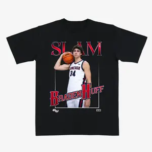 Braden Huff Gonzaga Slam Graphic T-Shirt – Basketball Tee, Zags Player Print, Vintage College Streetwear Fan Shirt