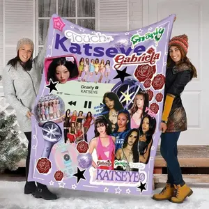 Katseye Blanket, KATSEYE Beautiful Chaos Tour Printed Fleece Blanket, Soft Cozy Lightweight Plush Microfiber Throw, HD Print, Unique Trendy Christmas Gift for Sofa & Home, katseye merch, tour blanket, fan g