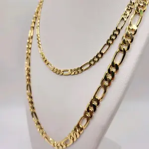 Figaro Link Necklace yellow gold Filled Chain, Cadena de oro chain men