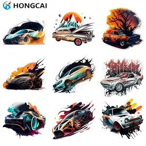 9 Piece Cool Car Graffiti Iron-On Stickers, High-Quality Vinyl Heat Transfer Decals, Vibrant Colors, Long-Lasting, Easy DIY Crafts for T-Shirts, Hoodies, Backpacks