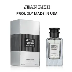 Vetiver Intense, Jean Rish, Men Perfume, Eau De Parfum (3.4 Fl Oz / 100ml) with Lemon, Ginger, Sandalwood - Long Lasting and Luxury Fragrance, Made In USA
