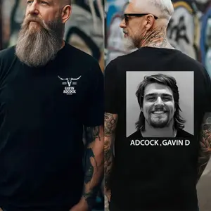 Gavin Adcock Country Music Double-Sided T-Shirt, Front & Back Print Singer Merch Tee, Casual Crewneck Short Sleeve, Black, Unisex Western Style, Fan Apparel for Men Women