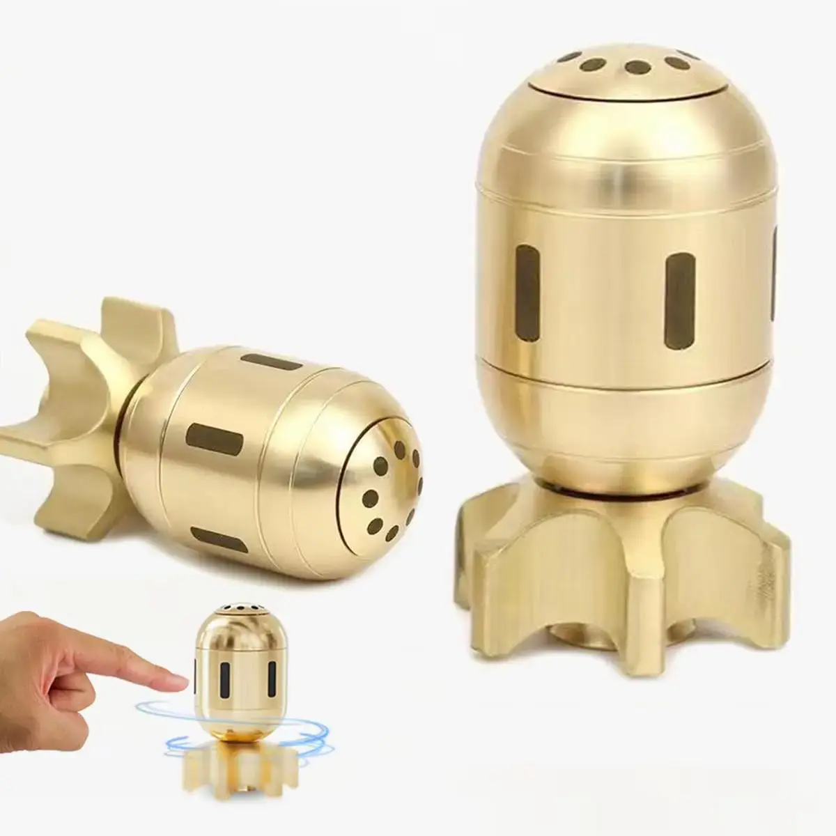 Brass & Steel Retro Atomic Kinetic Desk Spinner, Rotating Metal Fidget Toy, Stress Relief Gadget and Unique Gift for Ages 7+ & Adults