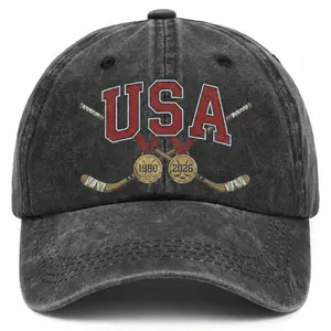 USA Hockey Gold Medal Washed Hat, Vintage 1980 and 2026 Winter Games Hat, Miracle on Ice Commemorative Cap, Team USA Hockey