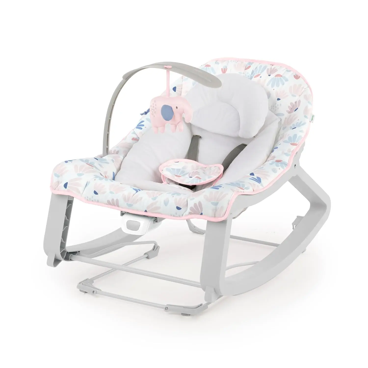 3-in-1 Grow with Me Vibrating Baby Bouncer Seat & Infant to Toddler Rocker, Vibrations & -Toy Bar, 0-30 Months Up to 40 lbs (Pink Burst)