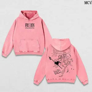 BelleHeaven  Frieren × Himmel Hoodie & Tee Washed – Frieren: Beyond Journey’s End Vintage Washed Oversized Heavy Cotton Anime Manga Hoodie T-Shirt, Double Printed Retro Unisex Streetwear, Love After the Journey Editio