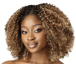 OUTRE-KinkySoft 3 Curly Wig with Natural Look and Rich Brown Highlights for Stylish Appearance