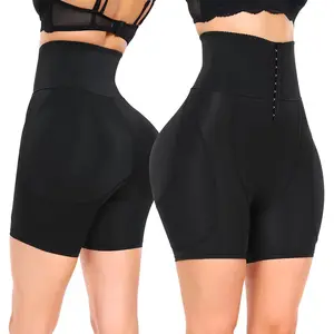 Women's High Waisted Hip Padded Butt Lifter Tummy Control Shorts with 4 Removable Pads Comfortable Breathable Seasonal Compression Black Casual