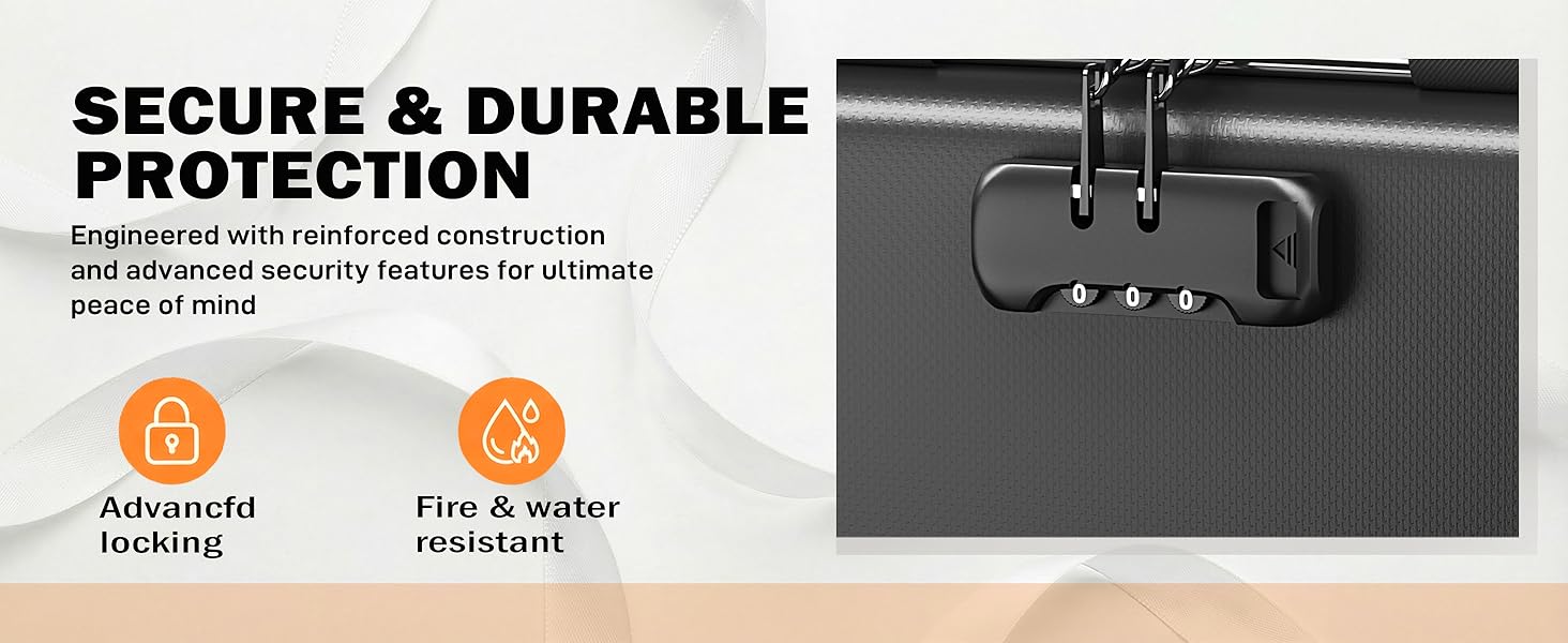 Fireproof Accordion File Organizer with Lock,Hard-Shell Fireproof Document Box with 13 Pockets for Certificates, Passports Laptop Important Documents Portable Home Office Travel Safe Storage