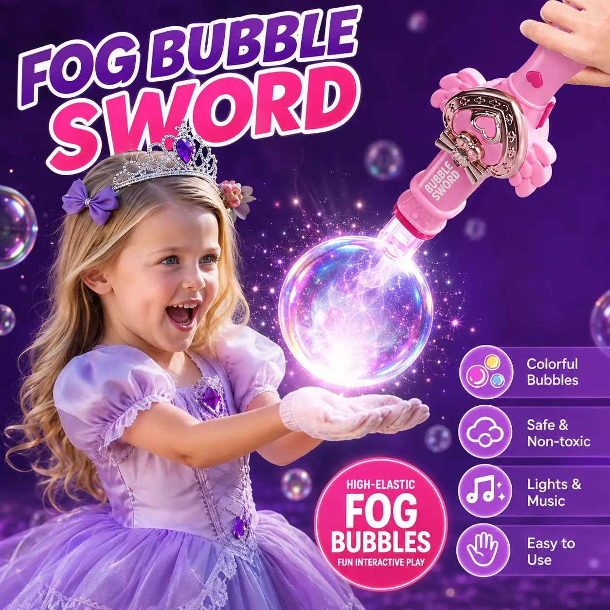 Elastic Bubble Fog Wand, Colorful Smoke Bubble Machine, 2026 New Magic Smoke Bubble Machines with Colorful Elastic Bubbles & Smoke Effect, Portable Interactive Mist Bubble Machines for Parties