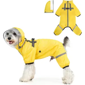 BEAUTYZOO Dog Raincoat for Small Medium Dogs Puppy,Waterproof Dog Rain Jacket with Harness Built-in & Detachable Hood, Zip Up Pet Rain Coat,Reflective Windproof Full Body Coverage Poncho for Rain Snow