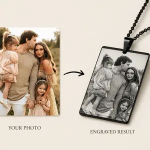 Custom Photo Engraved Necklace - Personalized Picture Pendant - Memorial Gift, Family Photo Jewelry , Custom Keepsake Gift
