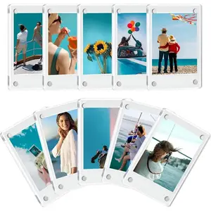 5/10pcs Magnetic Acrylic Frame Fits Instax Mini Film (2x3 in) Transparent Small Photo Holder for Fridge & Locker Decor Portable Mini Picture Frame for Travel Memories & Party Giveaways