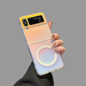 Magnetic Case For Samsung Galaxy Z Flip 7 6 5 4 3 Holographic Iridescent Color Changing Effect] Fashion Slim Cute and Unique Matt Protective Phone Cover