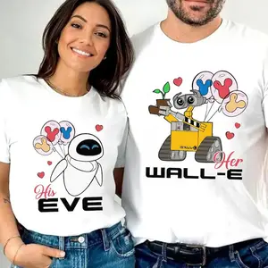 100% Cotton Wall-E Couple Matching T-Shirts, Wall-E and Eve Shirt, Couple Matching Shirt, Honeymoon Shirt, Valentine 2026 Gift - 1piece
