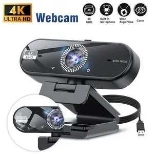 4K Webcam with Auto Focus & Noise Canceling Mic - Privacy Cover, Auto Light Correction, USB Plug and Play for Business Meetings and Live Streaming Autofocus Streaming Camera