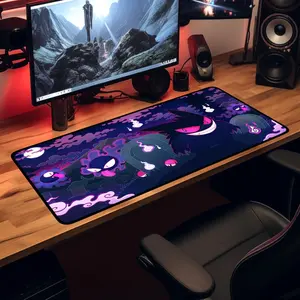 Gengar Desk Mat Anime Desk Pad Gaming Mousepad Extra Large - Available in Sizes 12 x 18 in & 16 x 32 in, Cool Gaming Gift for Laptops