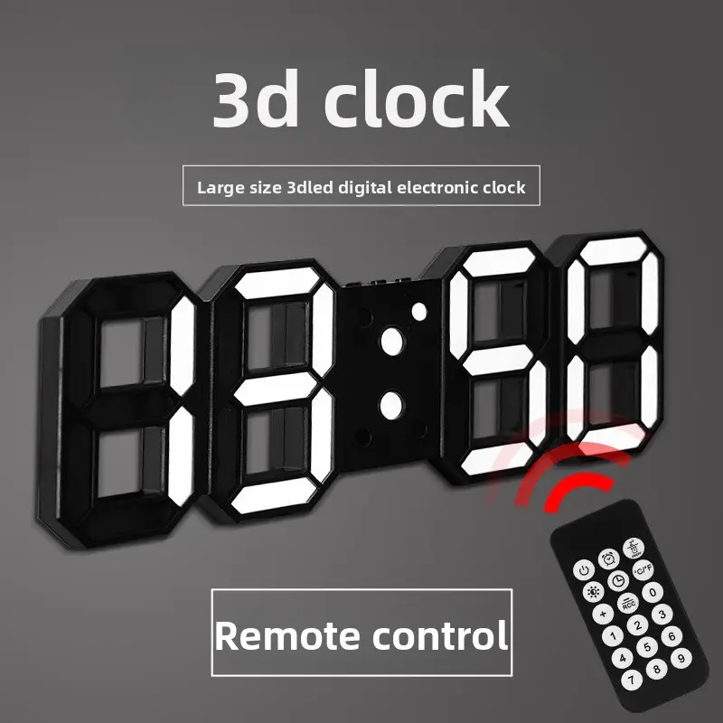 3D LED Digital Clock, Night-Glow Fashion Wall Clock, Multifunctional Creative USB-Powered Electronic Clock for Home Decor, Remote Control USB-Powered Clock, Led Wall Clocks