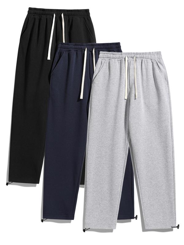 Men's Thermal Lined Pants with Drawstring Waist, Relaxed Fit Sweatpants for Fall & Winter, Men's Bottoms