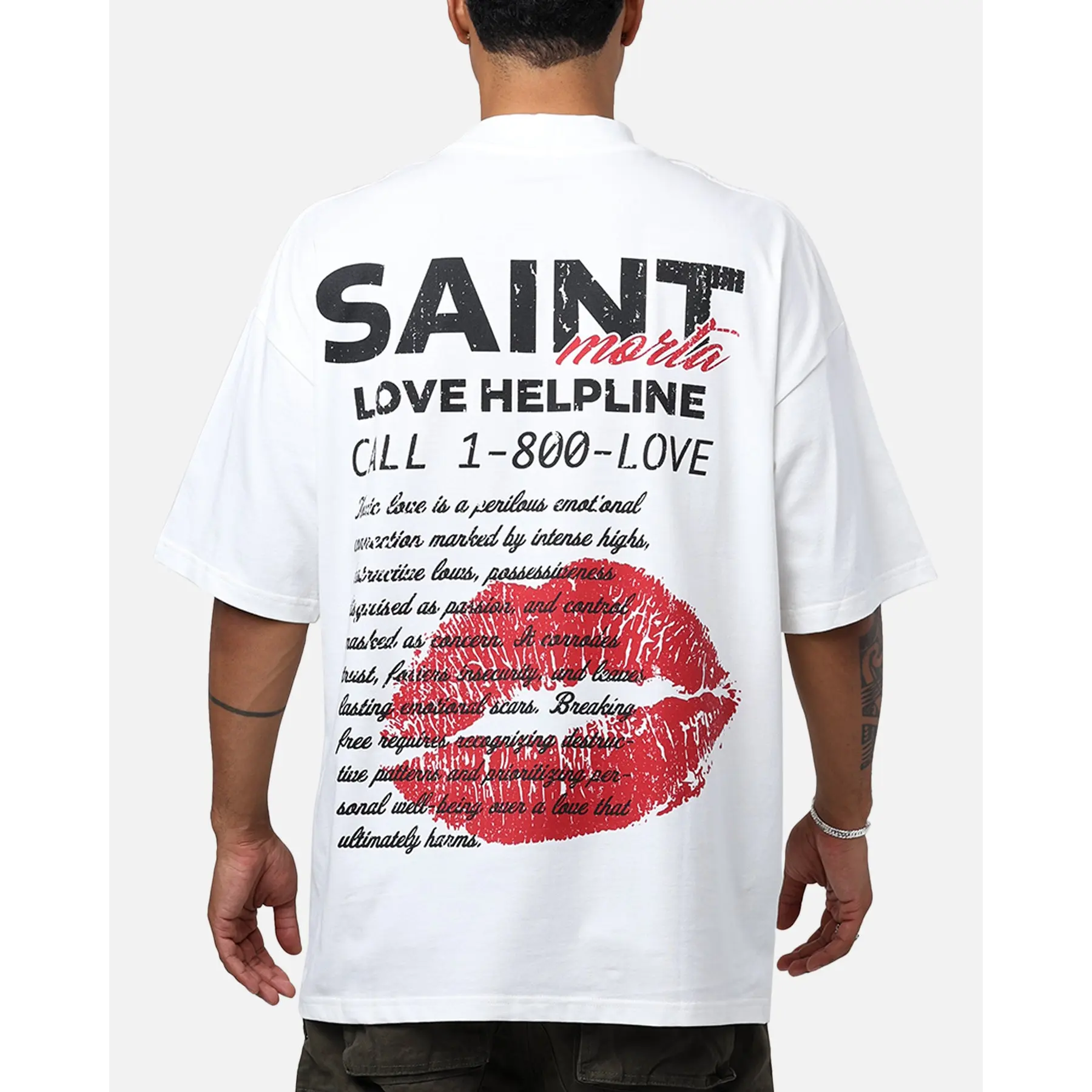 Saint Morta Love Helpline Mock T-Shirt Off-White
