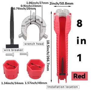 8 in 1 sink faucet wrench repair tool non-slip kitchen bathroom faucet assembly key plumbing installation wrench Combination Ended Spanner Socket Combination Tool